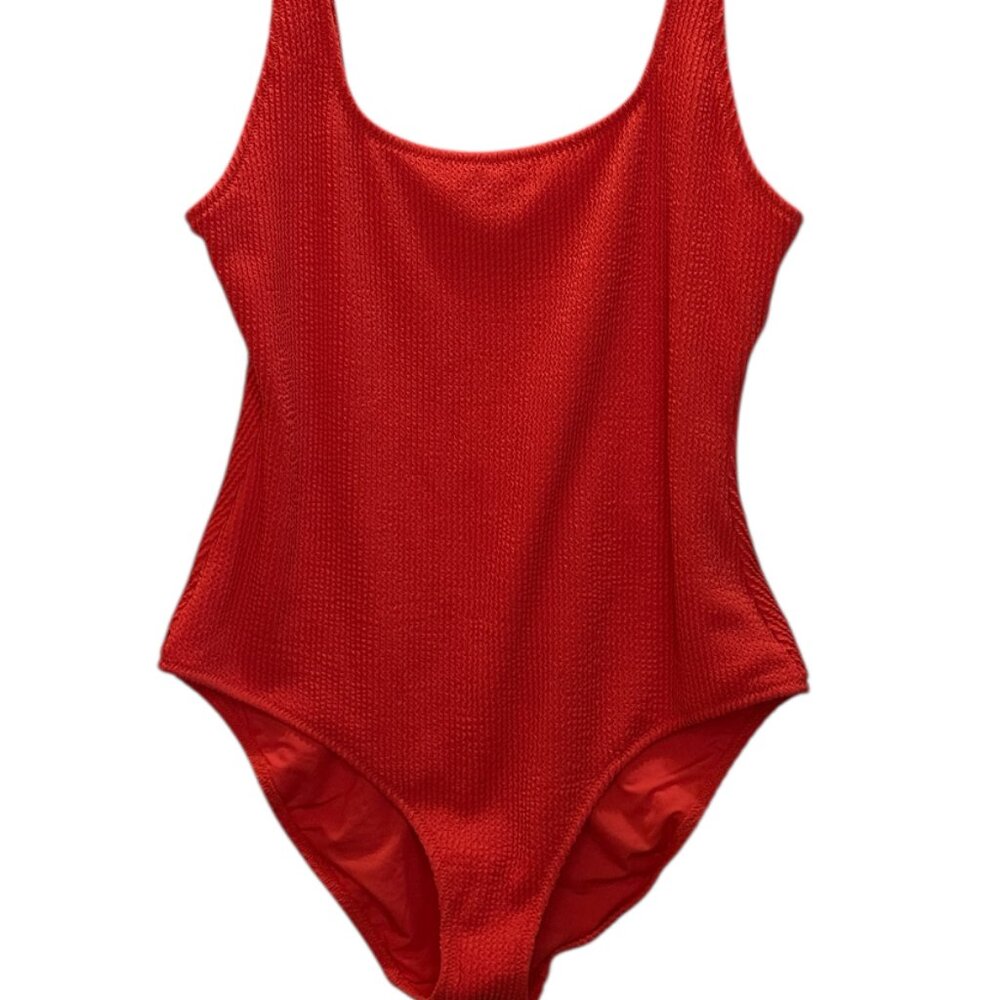 Aerie Crinkle Orange One Peice Bathing Suit  XL NWT